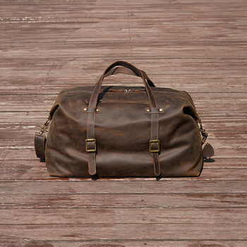 Large Genuine Leather Holdall Green, 4 of 11