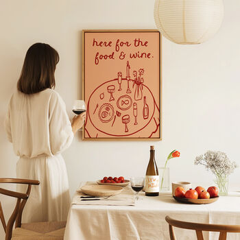 Here For The Food And Wine Illustrated Wall Art Print, 11 of 11