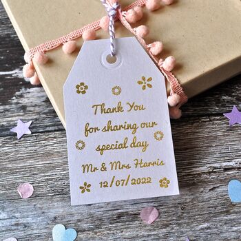 Personalised Gold Foiled Wedding Favour Gift Tag, 2 of 5