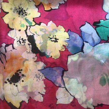 Large 'Sketched Blooms' Pure Silk Scarf, 2 of 3