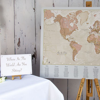 Antique World Map Wedding Table Plan, 3 of 4