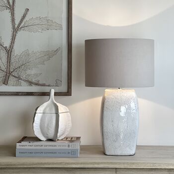 Tall White Crackle Glaze Table Lamp, 5 of 6