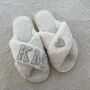 Personalised Fluffy Slippers With Pearl And Diamante Initials, thumbnail 2 of 2
