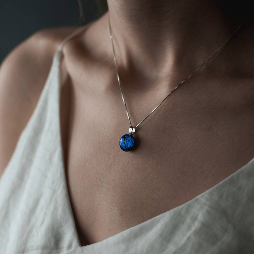 Blue Glass Pendant With Ashes, Memorial Jewellery, 1 of 12