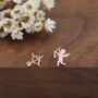 Sterling Silver Cupid And Bow And Arrow Stud Earrings, thumbnail 7 of 12
