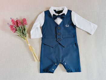 Personalise Name Baby Boy's All In One Outfit, 2 of 7