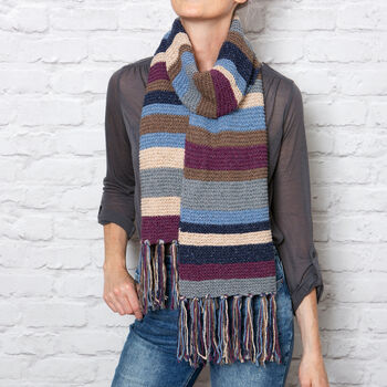 College Scarf Knitting Kit Moody Blues, 2 of 10