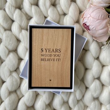 Five Year Wooden Anniversary Personalised Plaque, 4 of 9