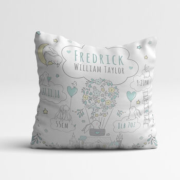 Personalised Rabbit Hearts Keepsake Birth Cushion, 3 of 7