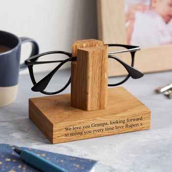 Solid Oak Personalised Glasses Stand, 3 of 12