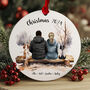 Personalised Couple And Dog Christmas Bauble – Custom Pet Ornament With Names And Optional Angel Wings, thumbnail 1 of 10