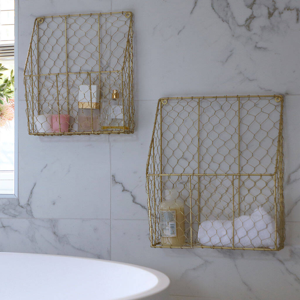 Set Of Two Wire Bathroom Storage Baskets By Dibor