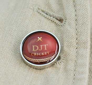 Personalised Cricket Ball Lapel Pin Badge, 3 of 5