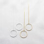 Sterling Silver Circle Threader Earrings, thumbnail 4 of 5