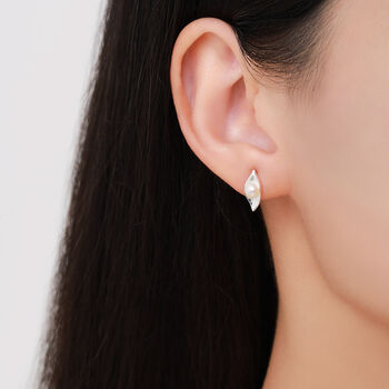 Sterling Silver Calla Lily Flower Blossom Stud Earrings With Fresh Water Pearls, 4 of 9