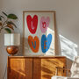 Love Hearts Print, Hearts Wall Art, thumbnail 7 of 9