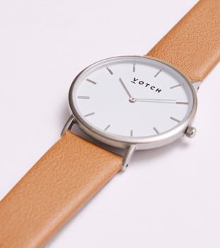 Classic Silver Vegan Leather Watch, 11 of 12