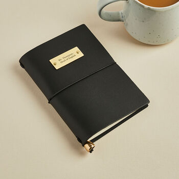 Personalised Leather Journal With Brass Plate, 3 of 6