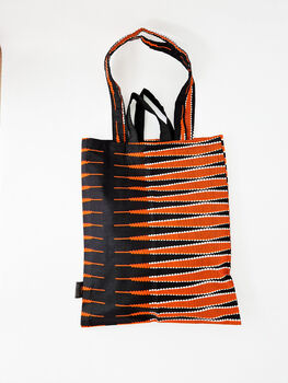 African Print Tote Bag | Black Orange Doyin Print, 5 of 6