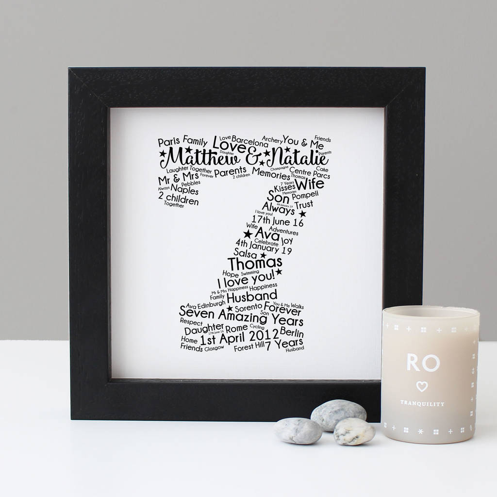 Personalised 7th Wedding Anniversary Gift By Hope and Love