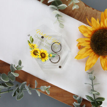 Personalised Acrylic Wedding Ring Box Sunflower, 5 of 5