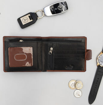 Personalised Wallet Brown And Black Leather Men's Wallet Rfid Safe, 11 of 12