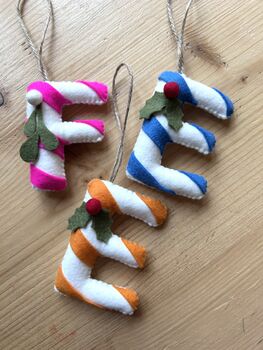 Hanging Felt Christmas Candy Cane Letter, 3 of 8