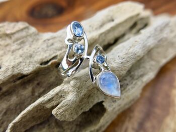Moonstone And Blue Topaz Wrap Around Ring, 3 of 8