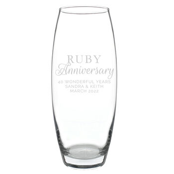 Personalised Ruby Anniversary Glass Bullet Vase, 2 of 3