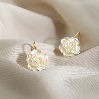 Monaco D’or Ivory Gold Centi Flower Shell Gift Earrings, 2 of 4