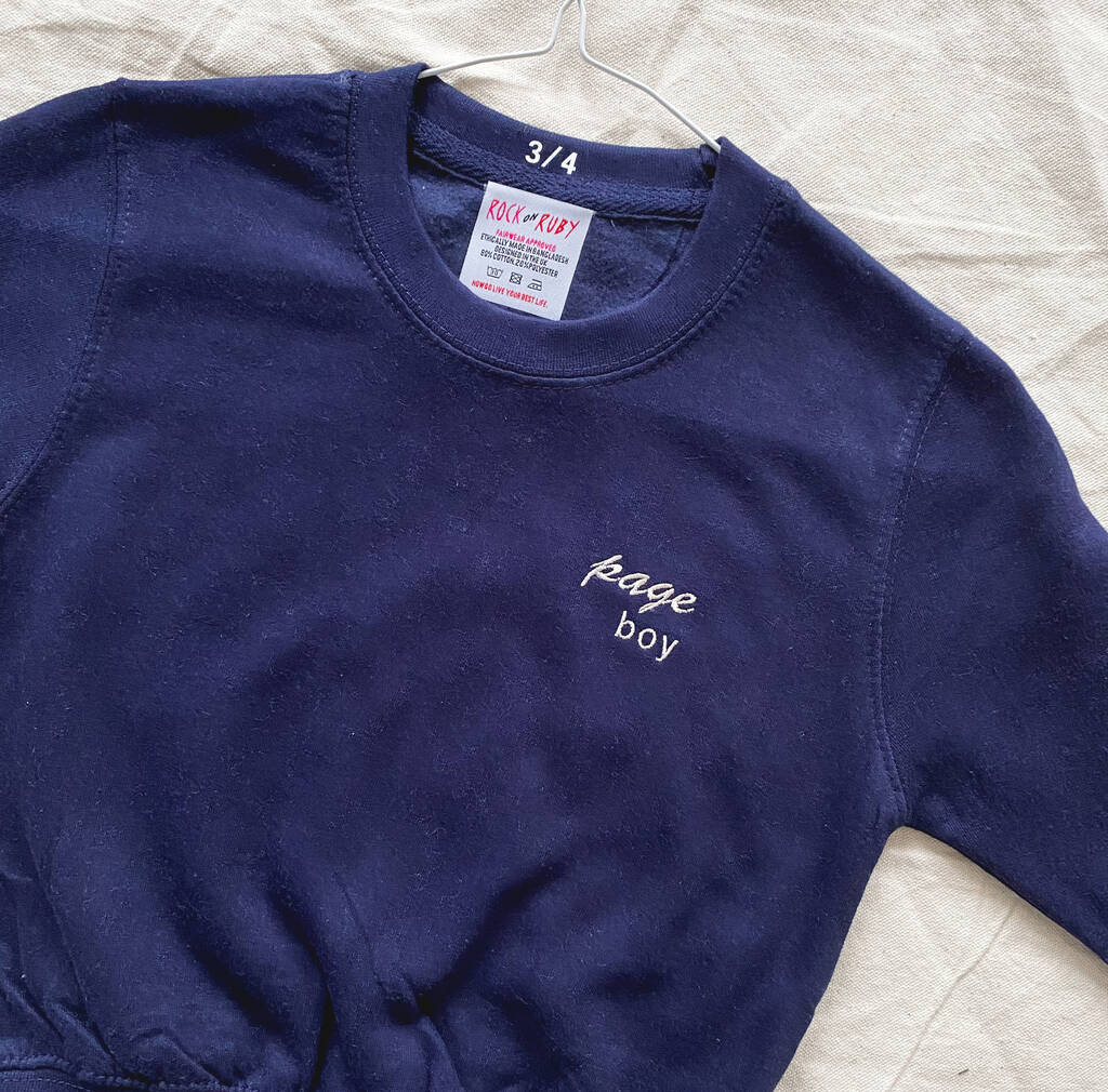 Children's Embroidered Page Boy Sweatshirt By Rock On Ruby
