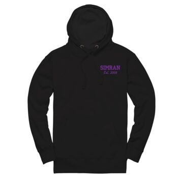 Personalised Name And Date Unisex Hoodie, 4 of 12