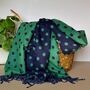 Cashmere Blend Spots Scarf In Green And Navy Blue, thumbnail 1 of 5