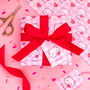 Valentine's Cat Love Heart Wrapping Paper With Tags, thumbnail 2 of 7