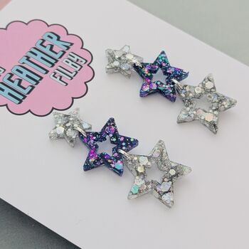 Glitzy Triple Star Resin Earrings, 7 of 12