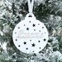Christmas Tree Bauble With Stars And Name, Gold Or Silver, thumbnail 1 of 7