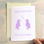 Personalised Penguins Anniversary Card, thumbnail 1 of 8