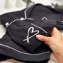 Luxury Christmas Pyjama Gift Set For Her With Eye Mask And Satin Hair Bow In Black And White, thumbnail 4 of 11