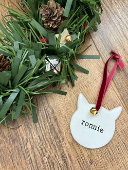 Personalised Clay Cat Christmas Decoration, 2 of 3