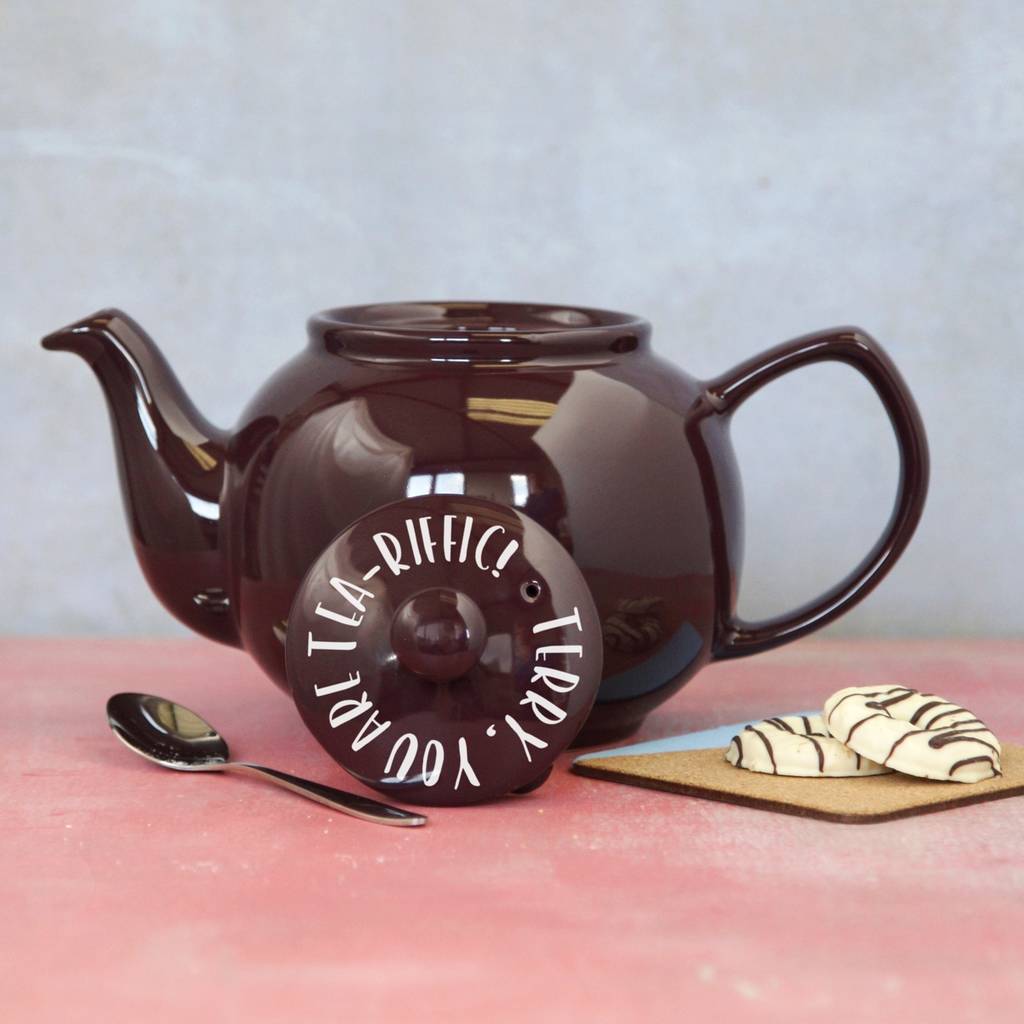 personalised tea riffic teapot by the glass yard
