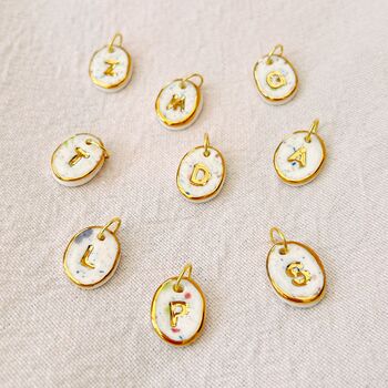 Handmade Porcelain Pendant Initial, Genuine Gold Lustre, 3 of 4