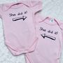 He Did It, She Did It Twin Baby Vests, thumbnail 5 of 9