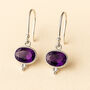 Sterling Silver Oval Amethyst Drop Earrings, thumbnail 1 of 9