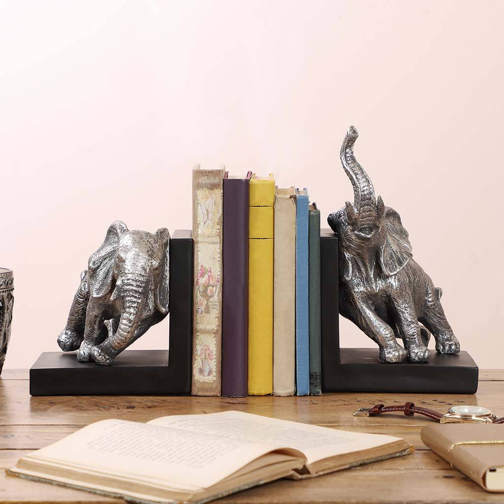 exotic silver elephant bookends by dibor