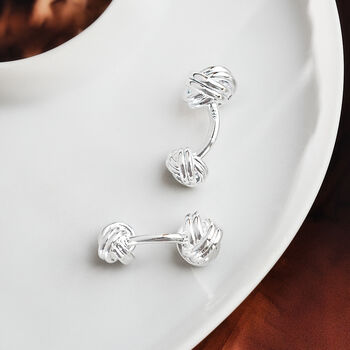 Sterling Silver Knot Cufflinks, 2 of 9