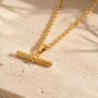 T Bar Twist Chain 18k Gold Plated Necklace, thumbnail 1 of 3