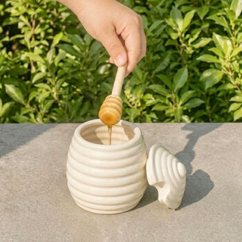 Ceramic Honey Pot With Honey Dipper, 7 of 11
