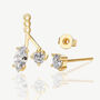 Moissanite Ear Jacket Stud Earrings In 18k Gold Or Silver, thumbnail 3 of 8