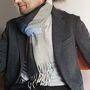 Men's Blue Grey Colour Block Herringbone Scarf, thumbnail 1 of 9