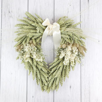Handmade White Dried Flower Heart Wreath, 3 of 11